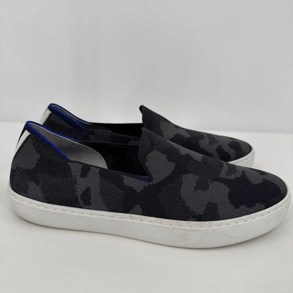 Rothy's Womens 8.5 The Original Slip On Sneaker‎ Grey Camo Textile Comfort Shoes